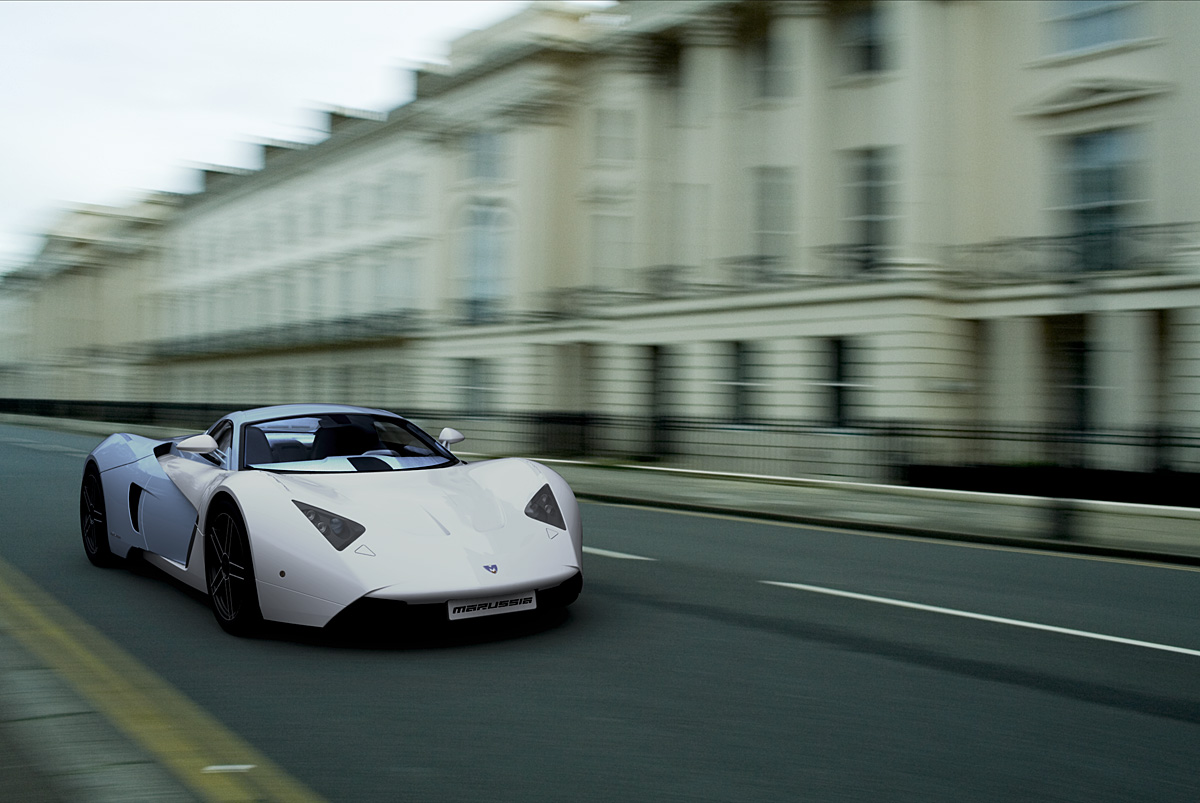La Marussia B1 dans les rues moscovites.